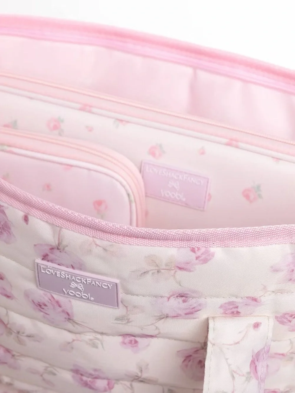 LoveShackFancy x Target - Yoobi Ribbon Rosa Quilted Tote Bag Sterling Dusk